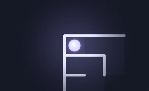 The glowing ball in a dark maze corridor