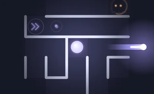 A blaster bolt flying down a corridor